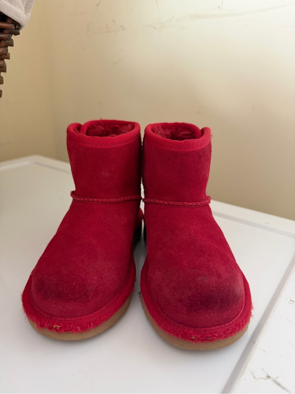 Like New Uggs - Kids Red Suede Winter Boots with Plush Lining - worn only twice